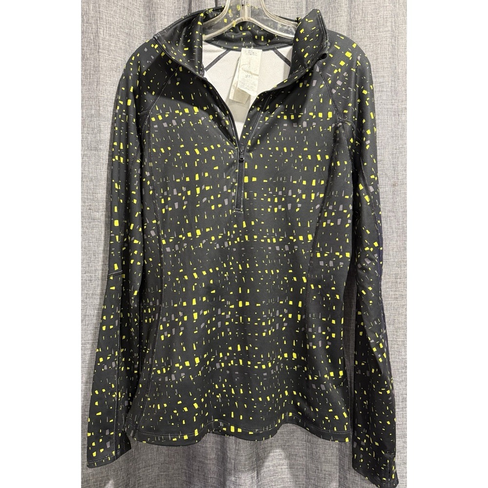 Under Armour Women 1/4 Zip Pullover Shirt Size Medium Black Yellow‎ Thumbholes